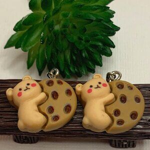 Teddy Bear Earring, Chocolate Chip Earring, Funny Food Earring, Bear Earring